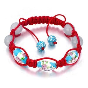 Pugster Blue Pale Beads On Red Cotton Rope Lace Style Adjustable Lace Bracelet For Womenswarovski Crystal Shamballa Wrist Chain Balls Lace Bracelet (36 Colors To Choose From)