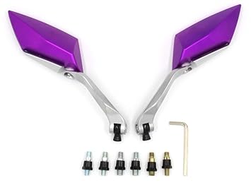 【クリックでお店のこの商品のページへ】ImP 選べる 9色 バイク用 汎用 TTミラー 左右 セット アダプター ネジ 6個付き ( パープル ): カー&バイク用品