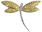 Studio 925 Hollywood Gold Canary Diamond CZ Dragonfly Sterling Silver Pin