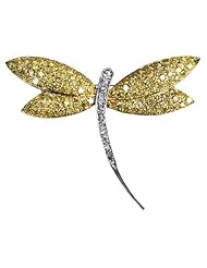 Studio 925 Hollywood Gold Canary CZ Dragonfly Sterling Silver Pin