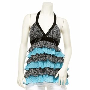 Buy 2b Lace Dotted Tier Halter Top by bebe