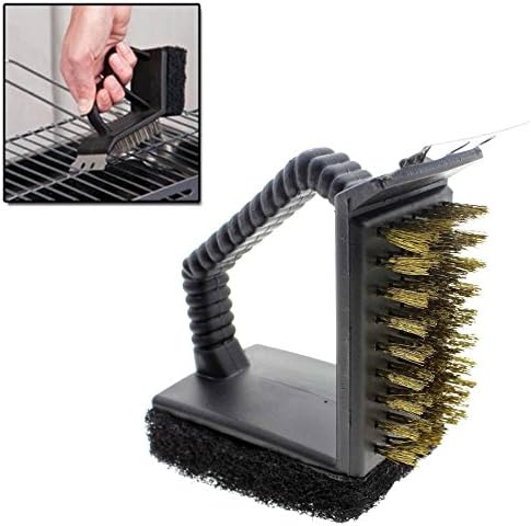 AOHAO NEW 3 in 1 BBQ Barbecue Grill Scraper Wire Brush Comfortable Barbecues Brush Remover Scourer Cleaning Tool