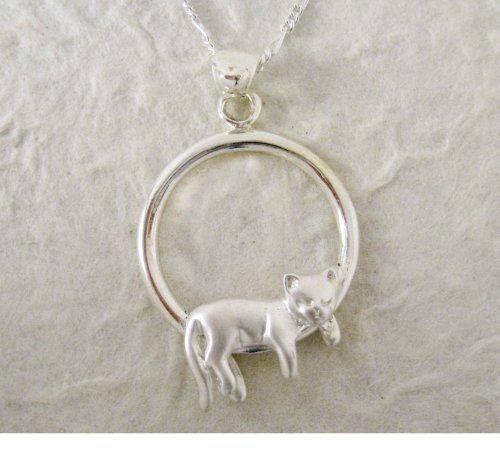 Sterling Silver Napping Cat Necklace