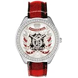 GUESS? Women's W10110L3 Black and Red Plaid Fabric Watch