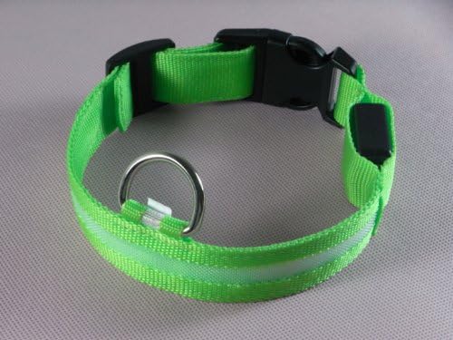 Cute LED Dog Collar - Customized Packaging - Green, Medium Size - Safe. Length:40-48cm. Width:2.5cm