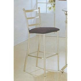 Modern Retro Bar Chair Stools in Silver Metal Frame and Black Fabric Seating (Set of 2) by AtHomeMart