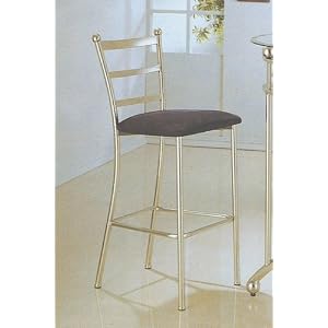 Modern Retro Bar Chair Stools in Silver Metal Frame and Black Fabric Seating (Set of 2) by visiondecor Furniture