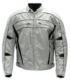 Armored Vented Mens Silver Grey Textile Motorcycle Jacket [X-Large]