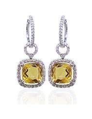 18K White Gold Citrine and Diamond Earrings