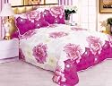 3 Pieces Pink, Purple, With White Poppy Flower Bedspread/quilt/coverlets Bedding Set for Queen Size Bed