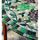 Vinyl Fitted Tablecloth for Round Tables 36" to 48" Vineyard Stained Glass Pattern