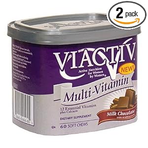 Viactiv Multi-Vitamin Soft Chews, Milk Chocolate, 60-Count Tubs  (Pack of 2)
