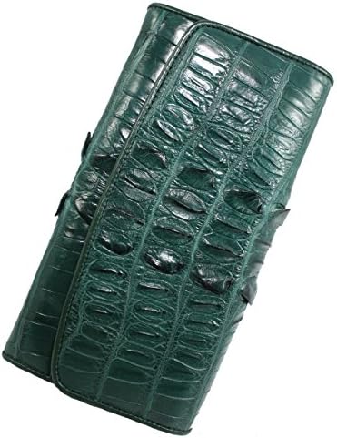 Vodux Authentic Crocodile Leather Women's Trifold Clutch Wallet (Green)