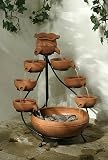 Duo Solar Cascading Fountain in Natural Terracotta
