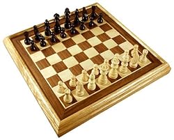 16" Deluxe Inlaid Wood Chess Set w/Pieces
