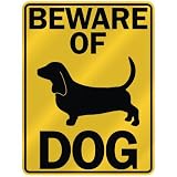 BEWARE OF  BASSET HOUND  PARKING SIGN DOG