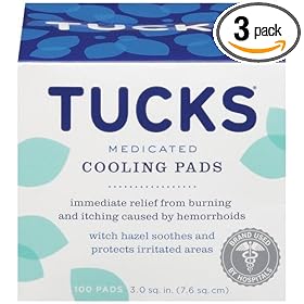 Tucks Medicated Witch Hazel Hemorrhoidal Pads, 100-Count Pads (Pack of 3)