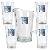 New York Rangers NHL 4pc Pint Ale Glass & 60oz Pitcher Set - Primary Logo