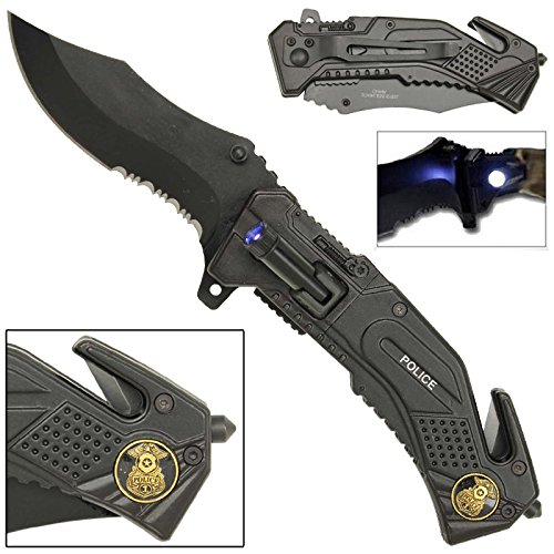 LED Flashlight Tactical Rescue Pocket Knife Police 602589280813