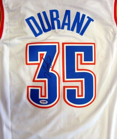 Kevin Durant Autographed/Hand Signed Oklahoma City Thunder White Swingman Jersey PSA/DNA