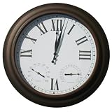 Parrot Bay Premium 24 Outdoor Atomic Clock,Thermometer, and Hydrometer by