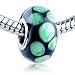 Pugster Murano Glass Bead Green Circle Dotted Fit Pandora Bead Charm Bracelet