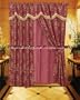 RED CHENILLE Curtain Set w/ Valance/Sheer/Tassels