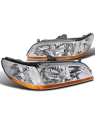 Automotive Parts and Accessories: Honda Accord 2/4dr JDM Chrome Front Diamond Headlights Left+Right - Spec-D Tuning