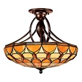 Quoizel TF1041EP Tiffany 16-Inch Large Semi Flush Mount, Espresso Finish
