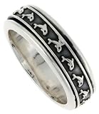 Sterling Silver 5/16 (8 mm) Dolphin Spinner Ring