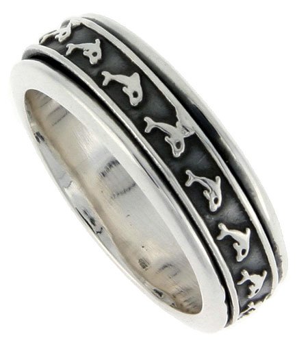 5 16 Sterling Silver Dolphin Spinner Ring