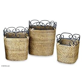 Cane baskets, 'Nature' (set of 3) by NOVICA