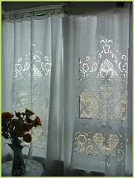 Vintage English Crochet/cutwork White Cotton curtain