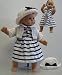 Navy and White Striped Dress with Cardigan and Hat. Fits 15
