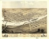 Birds eye view of the city of Cedar Rapids and Kingston, Linn Co., Iowa 1868. Drawn by A. Ruger., large historic panoramic map reprint 44x36