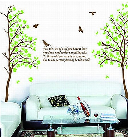 SEGG Two Trees or Combine for 1 Large Tree Birds Quote Wall Sticker Decal for Kids Room Living Room