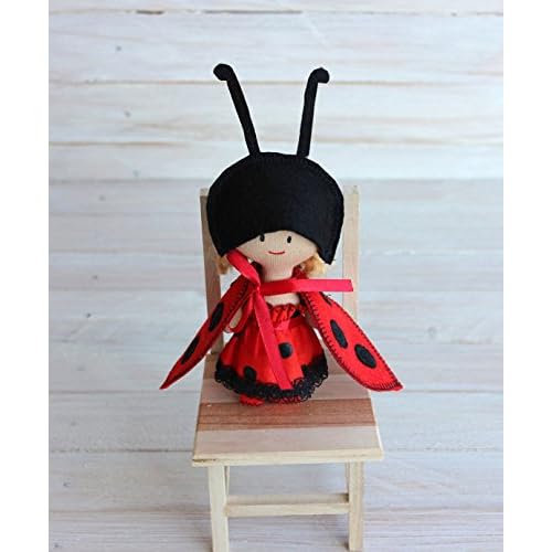 Mini Doll ladybug Rag doll ladybird child friendly red ladybird doll lady-beetle textile doll gift for Christmas gift for girls