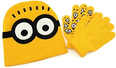 iLToy Minions Beanie Two Eyes Knit Hat &amp; Gloves Set - Minions Costume Kit