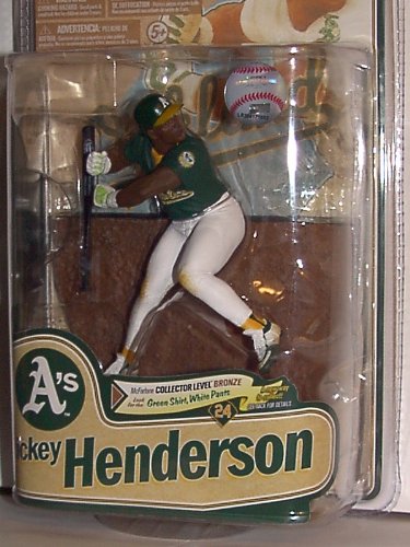 2011 MCFARLANE MLB COOPERSTOWN COLLECTION SERIES 8 OAKLAND A's #24 RICKEY HENDERSON GREEN SHIRT & WHITE PANTS COLLECTOR LEVEL BRONZE CHASE BASEBALL FIGURE