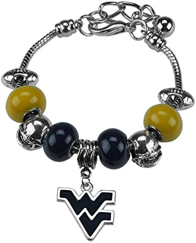 West Virginia Mountaineers 7" Deluxe Charm Bracelet with 2" extension