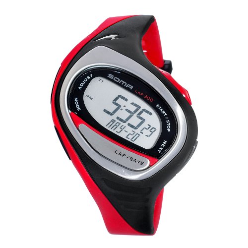 Soma Unisex DWJ060004 RunOne 300 Black and Red Strap Digital Sports Watch