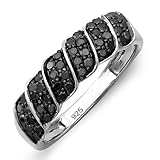 0.50 Carat (ctw) Sterling Silver Black Diamond Ladies Cocktail Right Hand Ring 1/2 CT (Size 7)