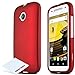 Moto E 2nd Gen Case, Protective Rubberized Hard Case [Anti-Slip][Extra Slim] with Free Micro Fiber Cleaning Cloth for Motorola Moto E 2nd Generation, 2015 [Red]