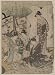 Poster Print of Artwork showing three women, two sitting on the floor and one standin...