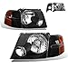 SPPC Headlights Black Assembly Set with Corner For Ford Explorer - (Pair) Driver Left and Passenger Right Side Replacement Headlamp