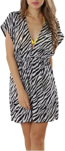 Woemn Deep V-neck Sexy Colorful Beachwear Swimsuit Cover up Tunic Dress