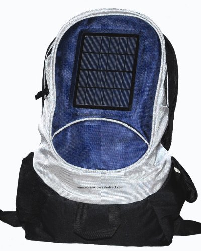 Blue Solar Backpack and Cell Phone Charger. 3 watt Solar Power, 3, 000mAh Rechargable Battery. Blue Solar Backpack and Cell Phone Charger. 3 watt Solar Power, 3, 000mAh Rechargable Battery.