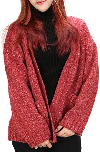 LOVELYHEART Women's Tong Gardigan Cardigan-Sweater Free Size Red