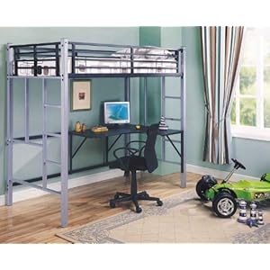 Metal Twin Workstation Loft Bunk Bed (Bunkbed) With Desk