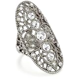 House Of Harlow 1960 Palladium Oval Finger Rin